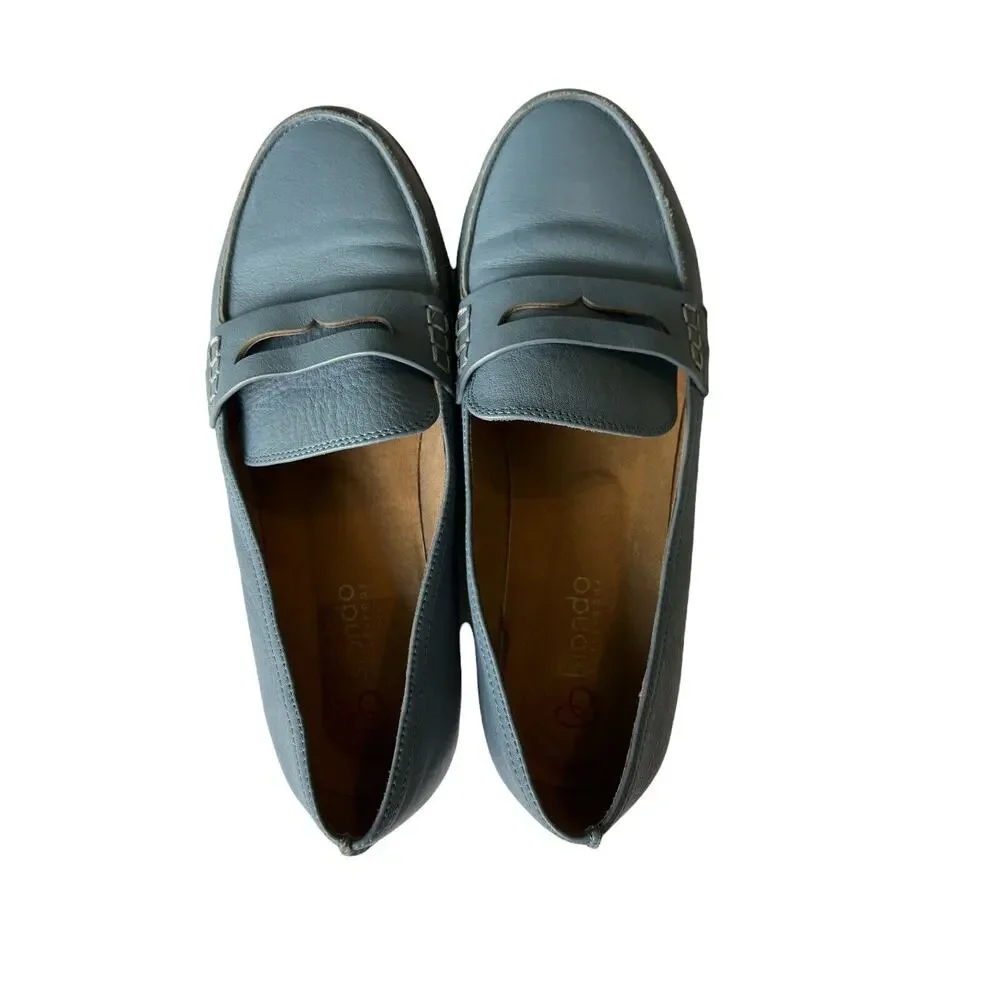 Blondo Penny Loafers Waterproof Size 8.5 M Women's Leather Shoes Blue